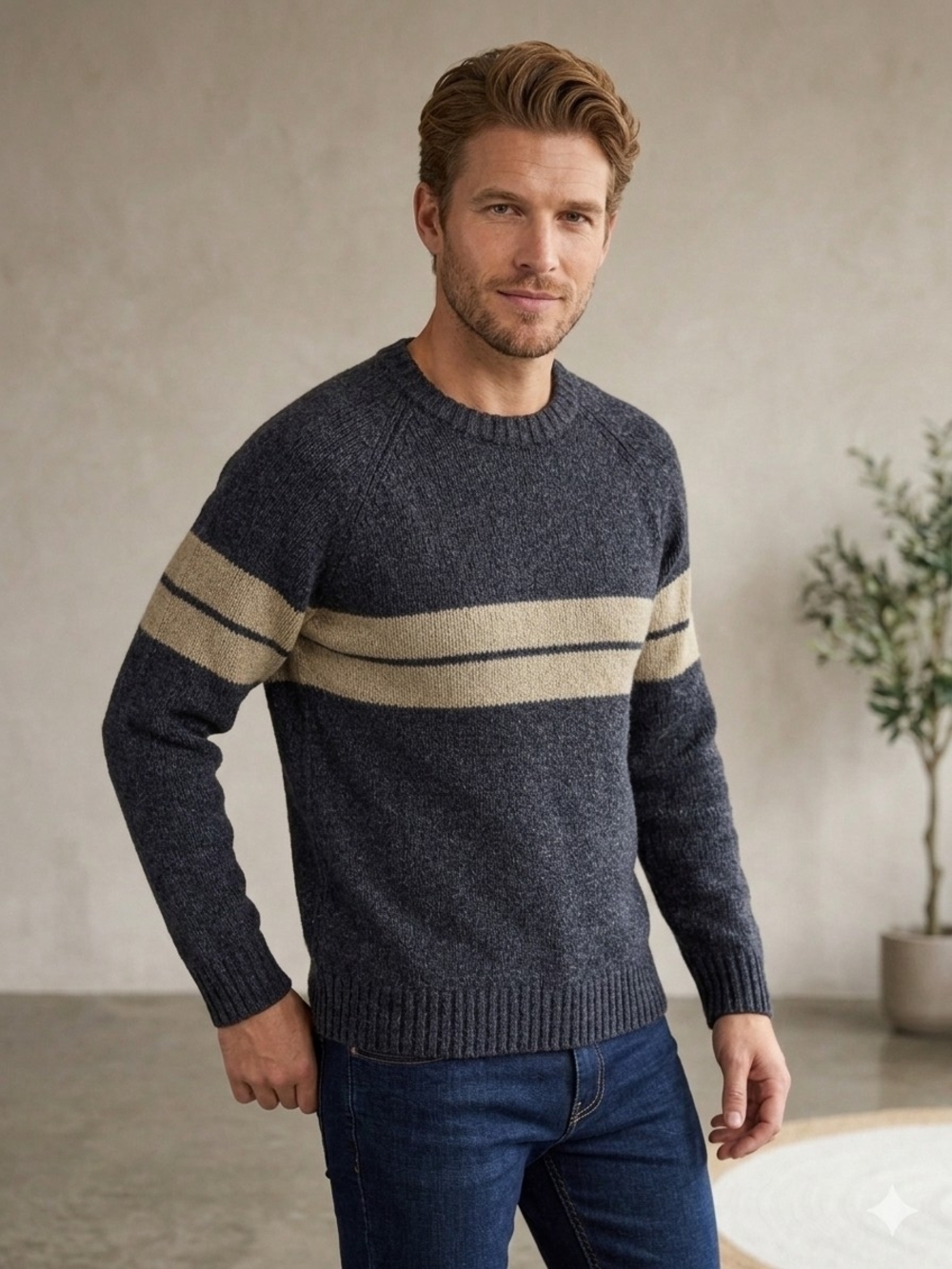 Vintage Garoche Crewneck Striped Knit Sweater 100% Wool Streetwear Gorpcore M